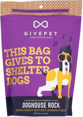 GivePet Doghouse Rock Grain-Free Bacon, Peanut Butter & Banana Flavored Crunchy Dog Treats, 11-oz bag